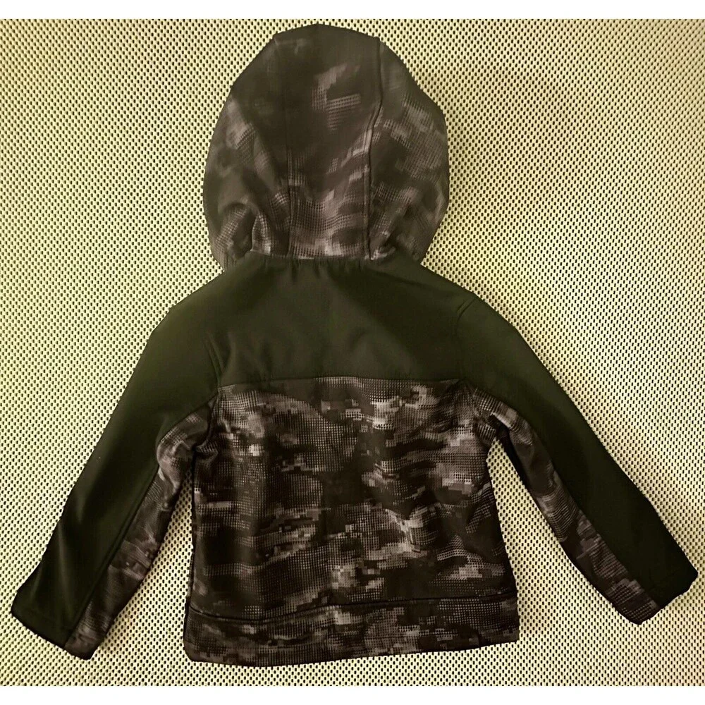 Snozu Youth Hooded Jacket Size 5/6 Softshell Boys/Girls Warm Coat Kids Black Dot